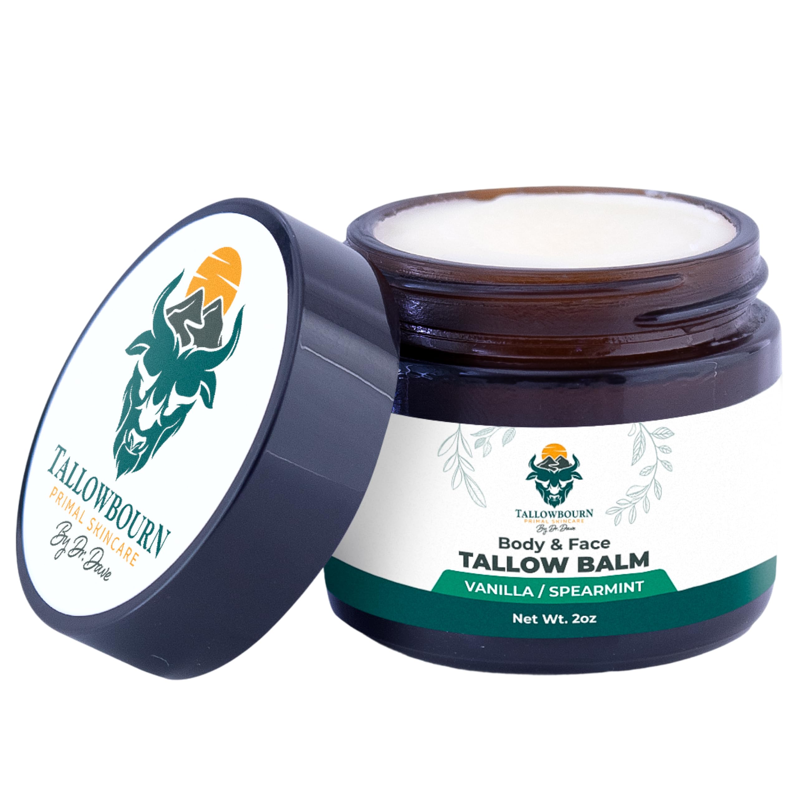 Tallowbourn Beef Tallow Balm jar for face and body provides rich hydration.