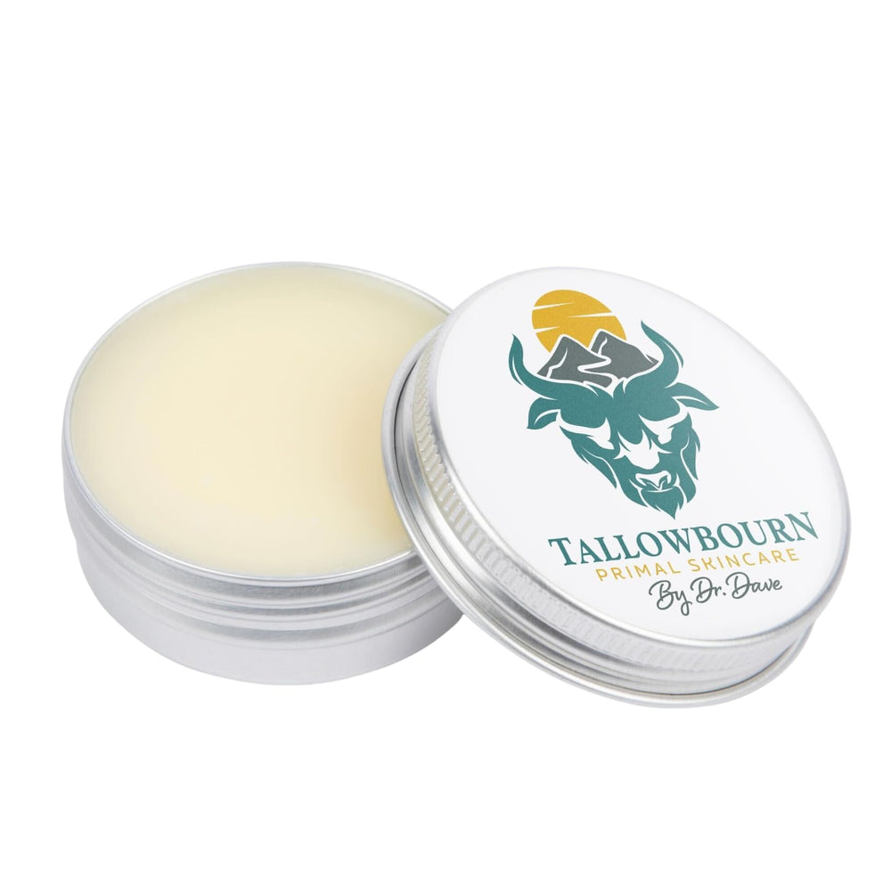 Tallowbourn grass-fed beef tallow balm nourishes face and body with rich hydration.
