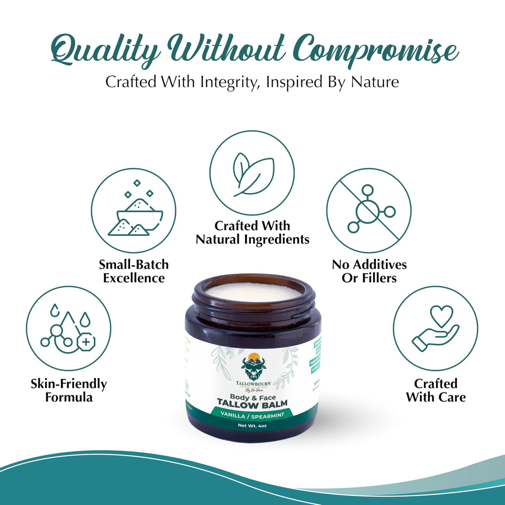 Tallowbourn label close-up confirms organic-inspired, skin-friendly formula.