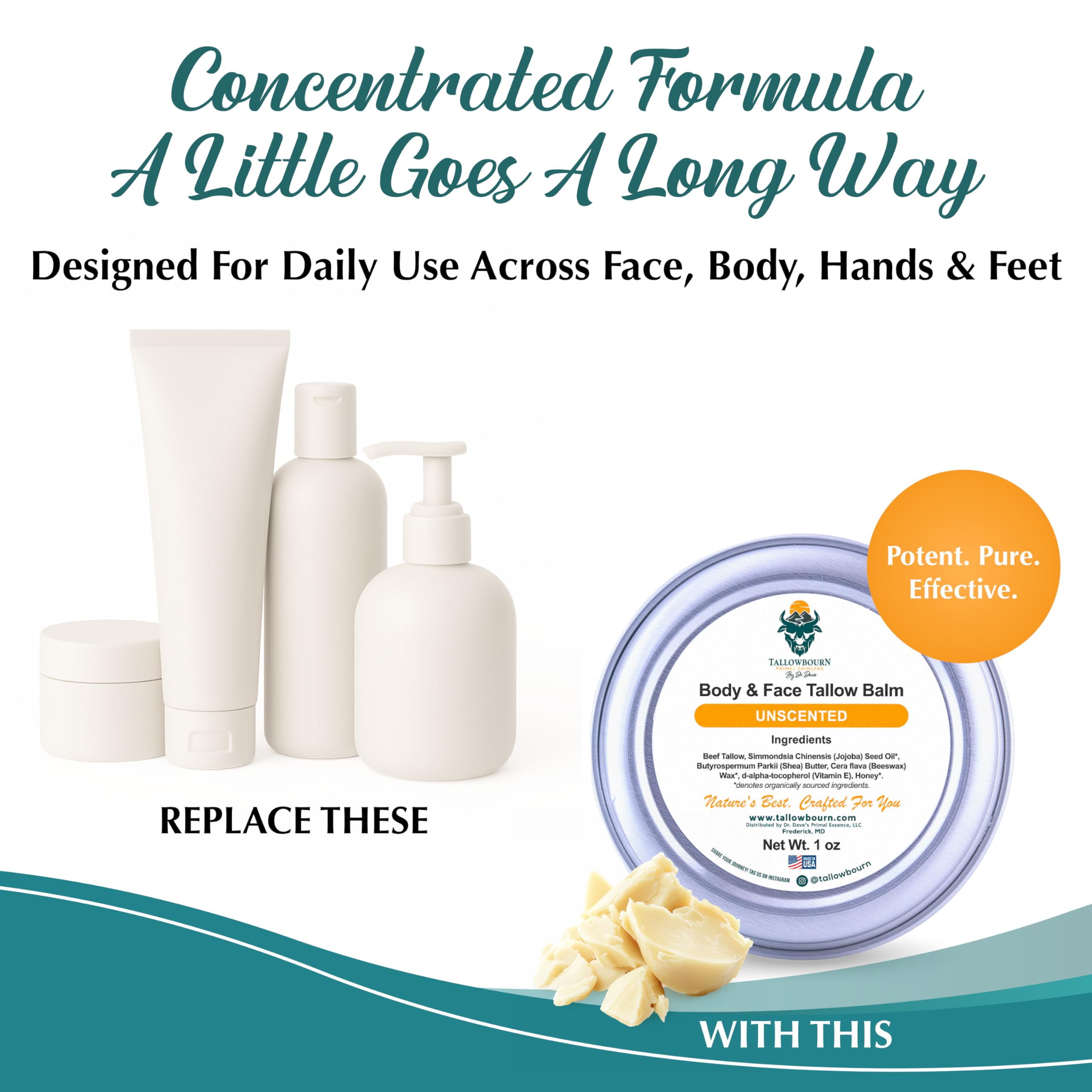 Tallowbourn unscented formula supports seamless daily skincare routines.