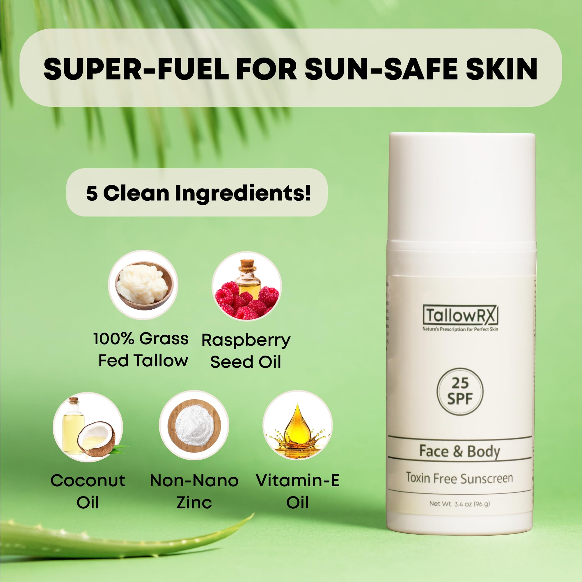 TALLOWRX face-and-body sunscreen in action shows no white cast.