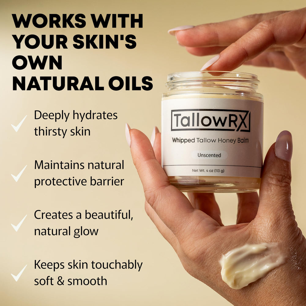 TALLOWRX jojoba oil glow texture on skin.