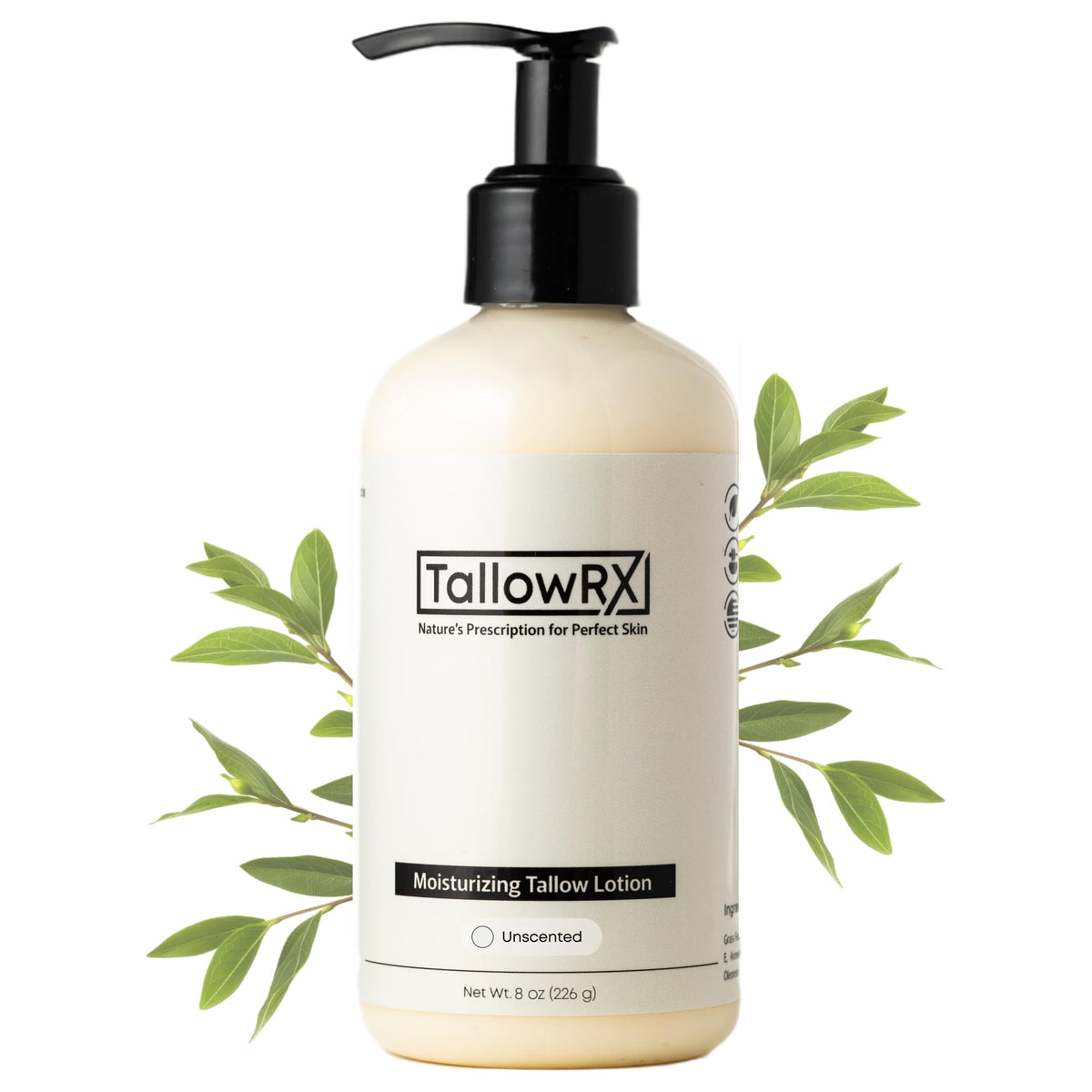 TALLOWRX Tallow Body Lotion bottle for face and body hydration.