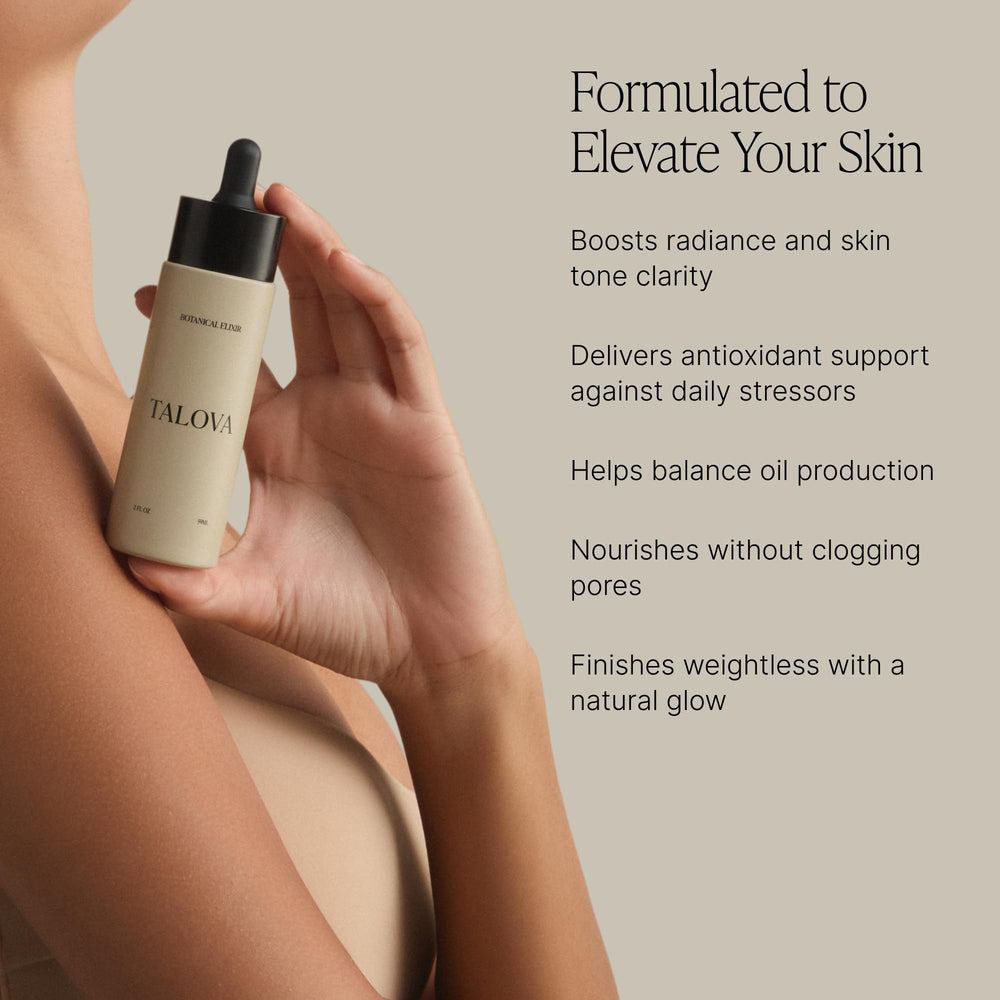 Talova bottle pour: easy application for lightweight, non-greasy absorption.