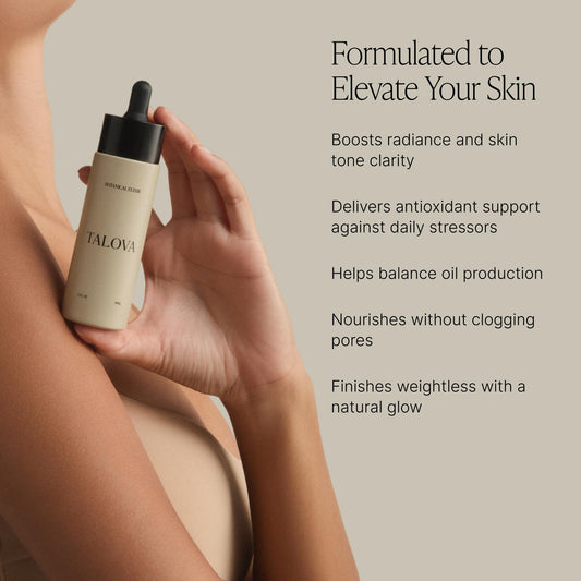 Talova bottle pour: easy application for lightweight, non-greasy absorption.