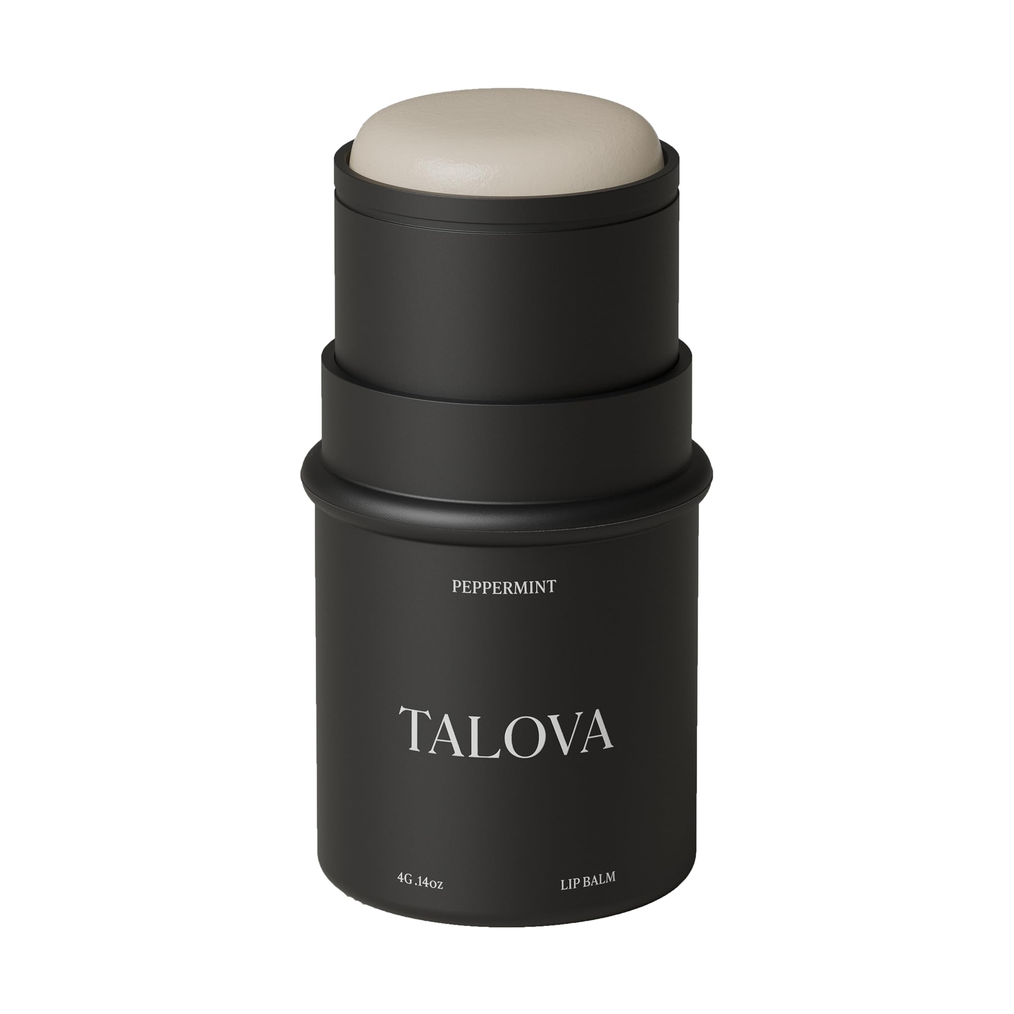TALOVA peppermint lip balm packaging shows clean, natural hydration on the go