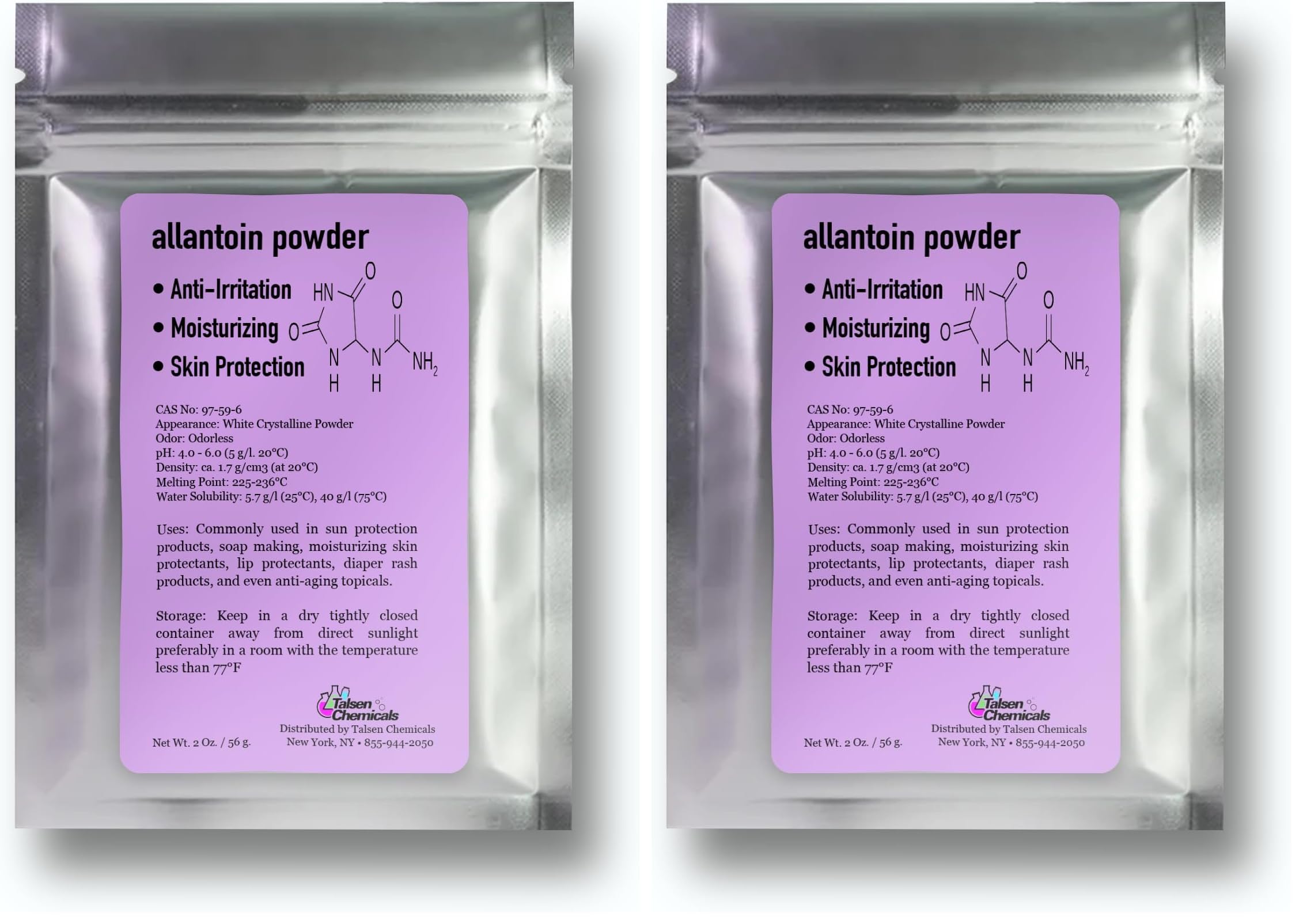 Talsen Allantoin powder jar close-up, smooth texture for DIY skin care.