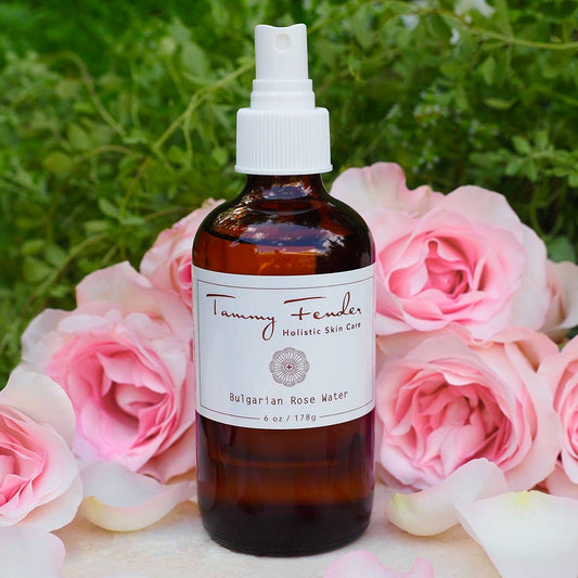 Tammy Fender Bulgarian Rose Water Toner mist on skin for soothing daily refresh.