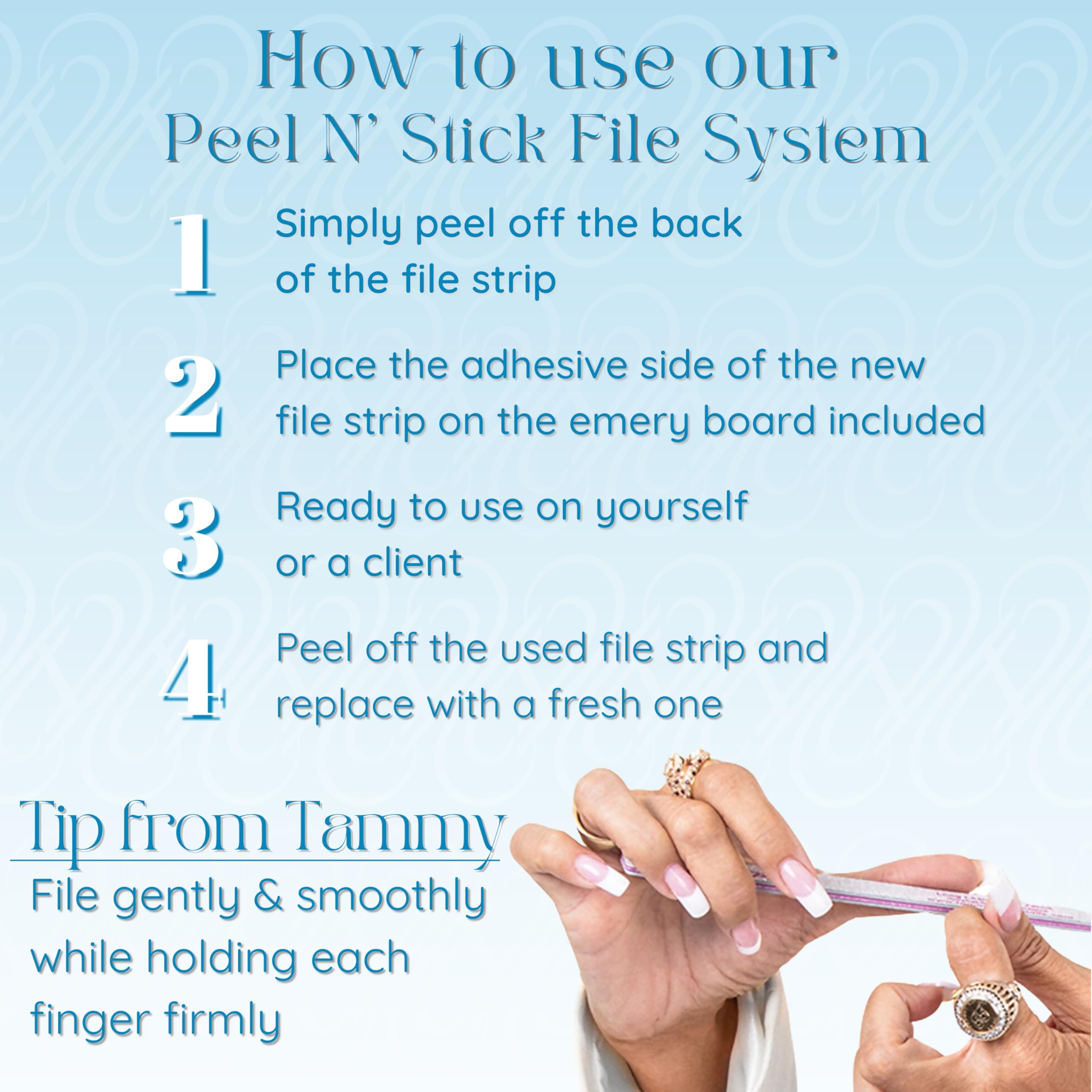 Tammy Taylor peel n stick nail files offering refill strips for easy maintenance