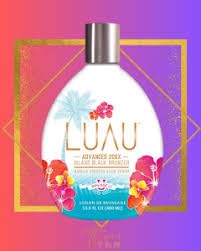Tan Asz U Luau Advanced 200X awapuhi-peach fragrance bottle adds tropical aroma.