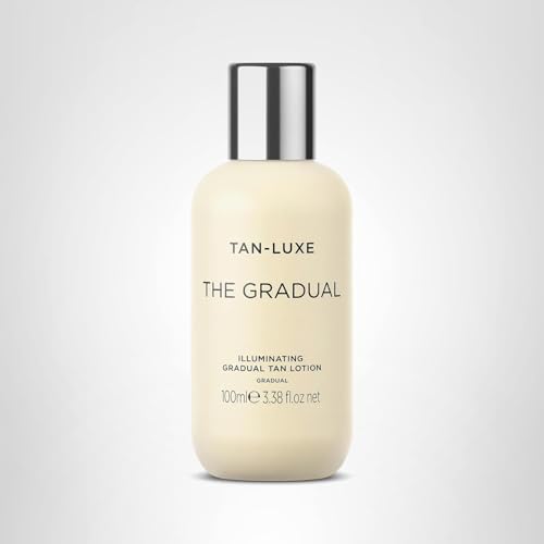 Tan-Luxe Gradual creamy-texture spread across skin suggests forgiving daily application.