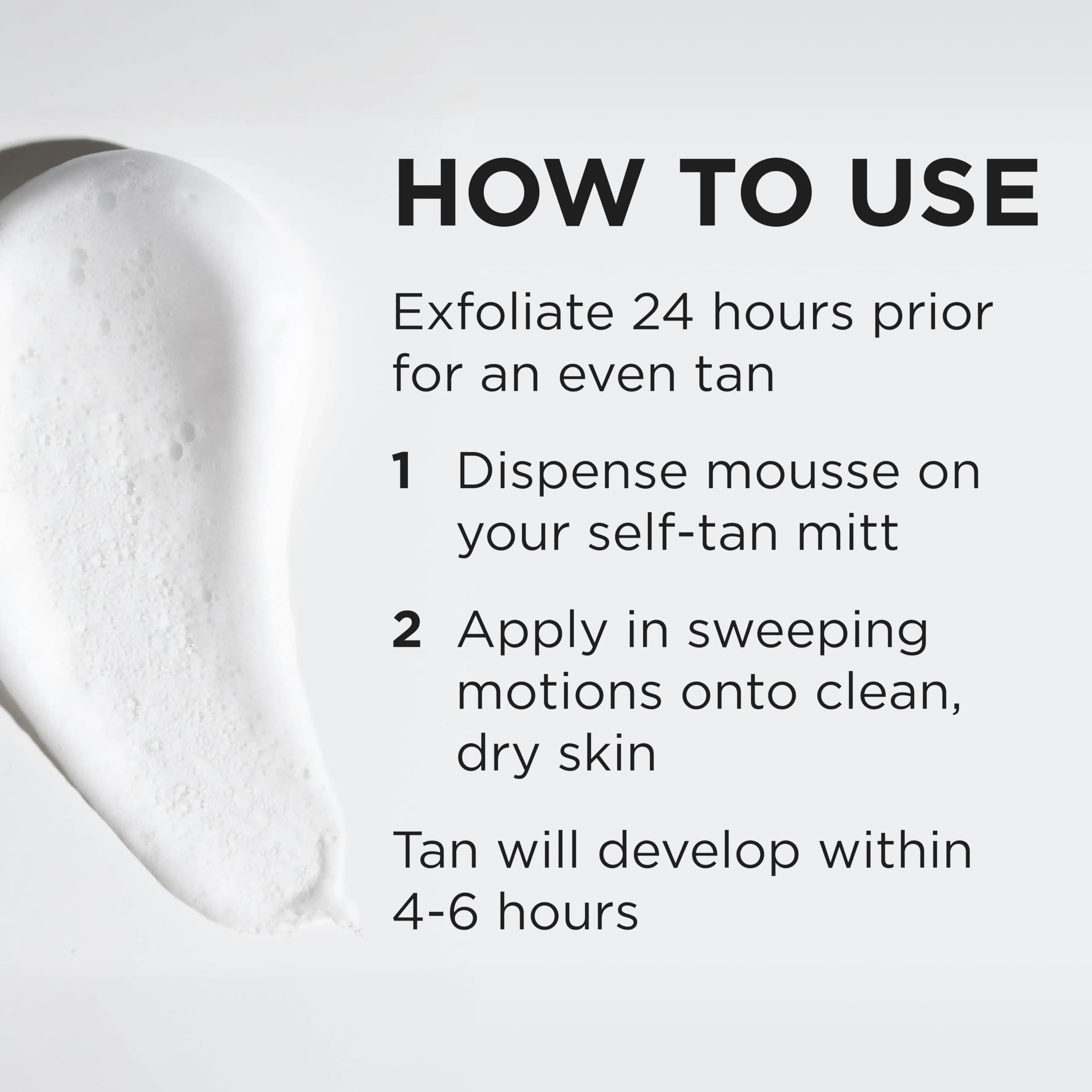 Hydra Mousse developing into a natural tan within 4–6 hours