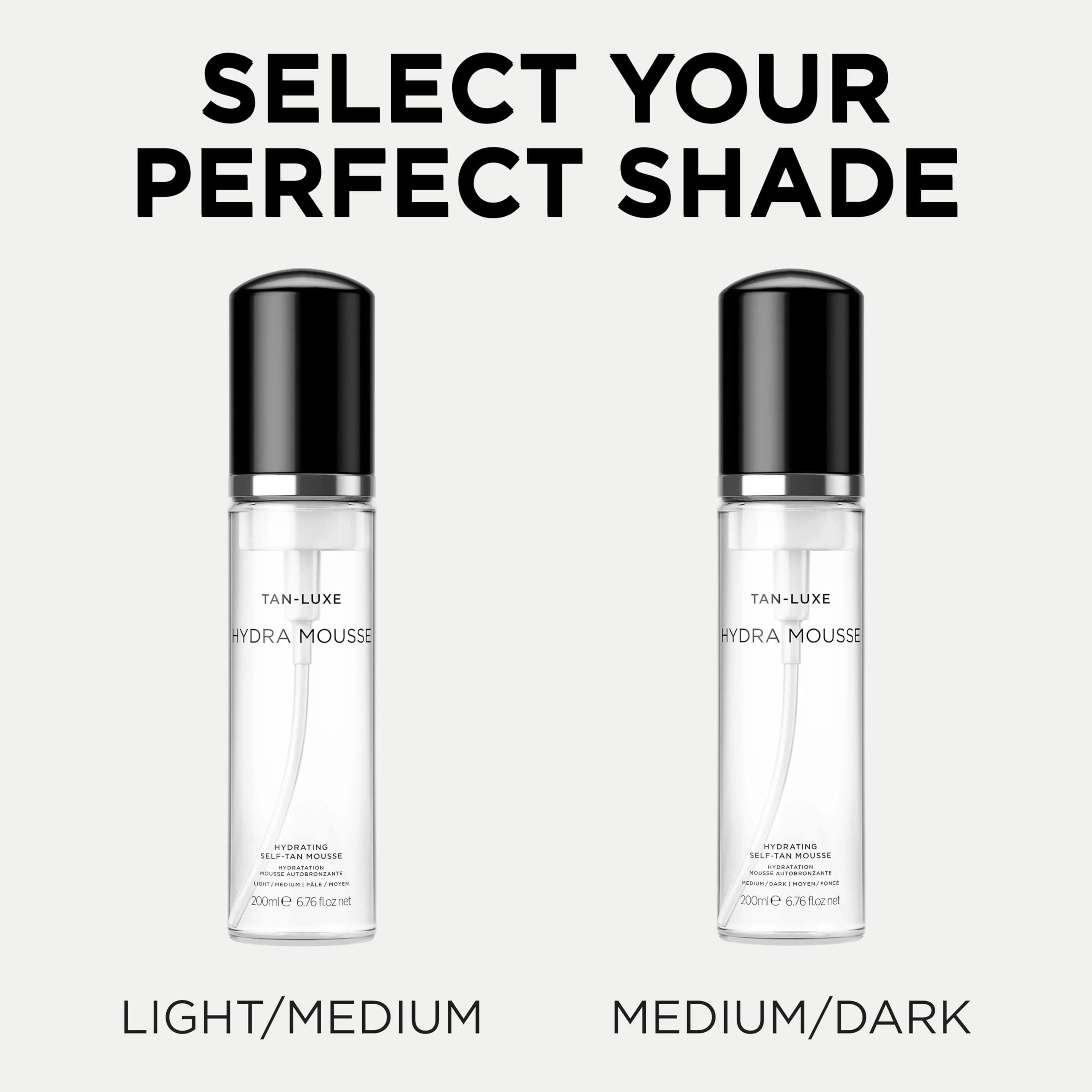 TAN-LUXE Hydra Mousse head-to-toe application demonstrates even coverage with a skin-friendly formula