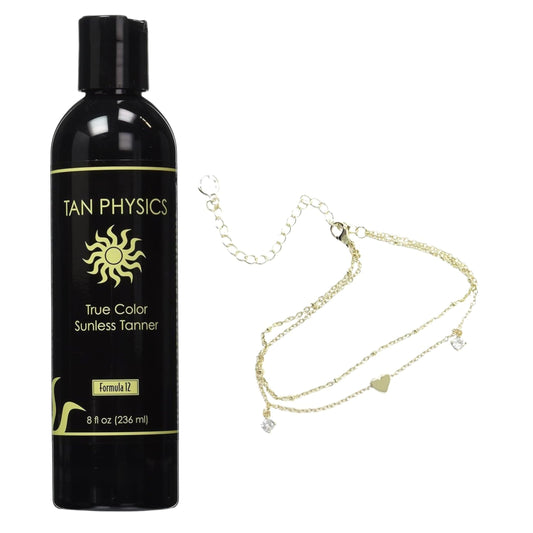 Tan Physics Sunless Tanner 8oz bottle with color-balancing tint for a natural, streak-free glow.