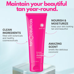 Tanceuticals Everyday Tan Extender lotion pump emphasizes easy daily application and hydration.