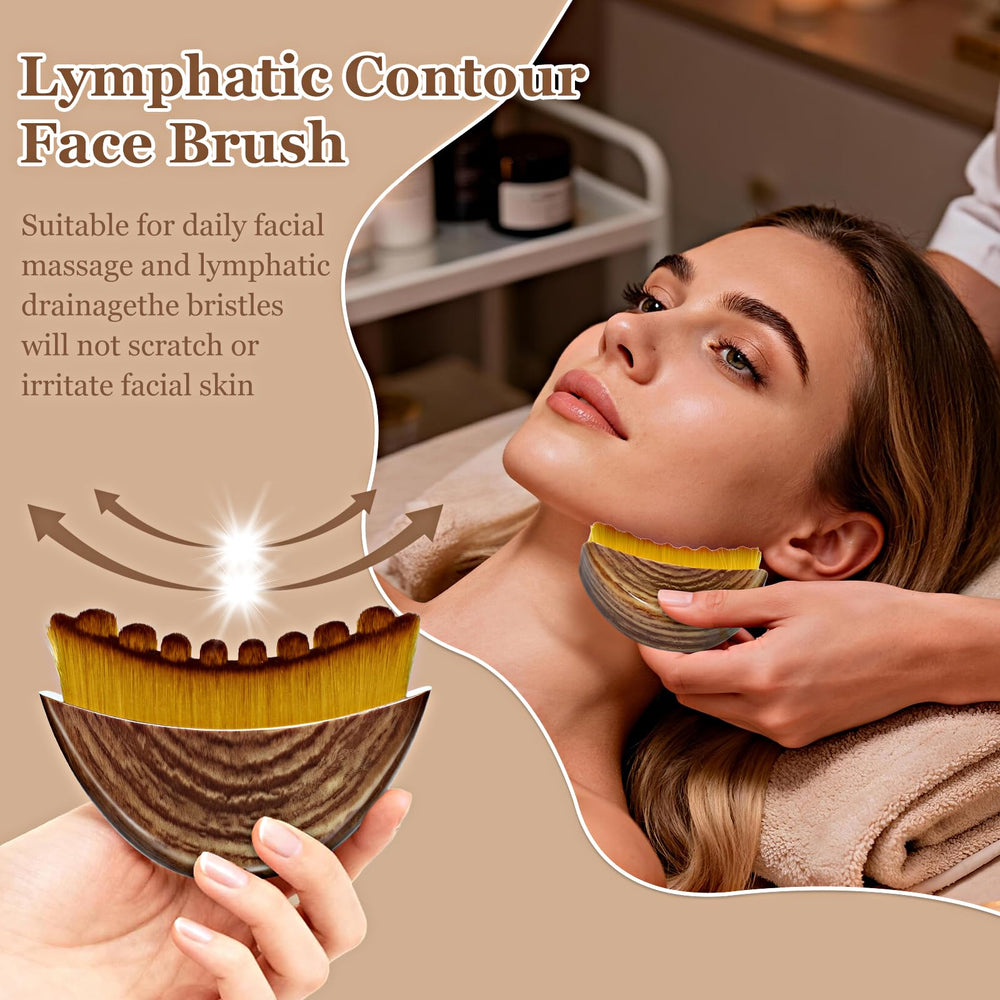 Tankitial Lymphatic Contour Face Brush brown packaging and two pieces