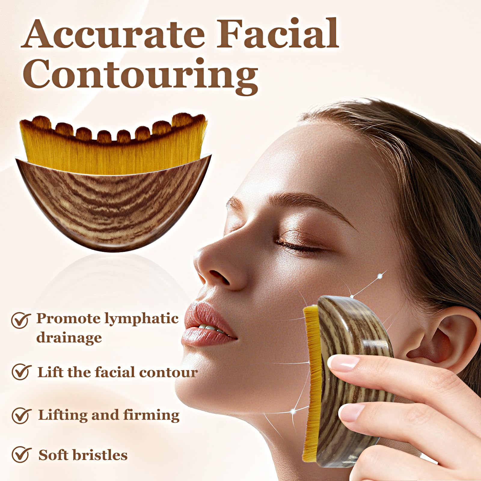 Tankitial Lymphatic Contour Face Brush applying serum for even distribution