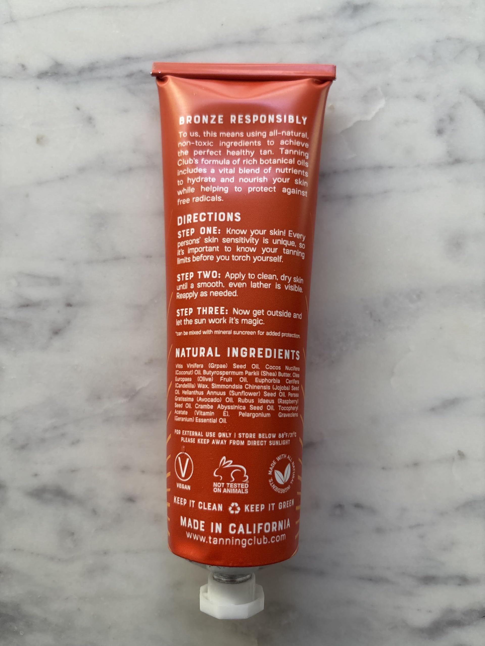 Tanning Club Royal Tanning Balm ingredients like coconut and olive oils for nourishment