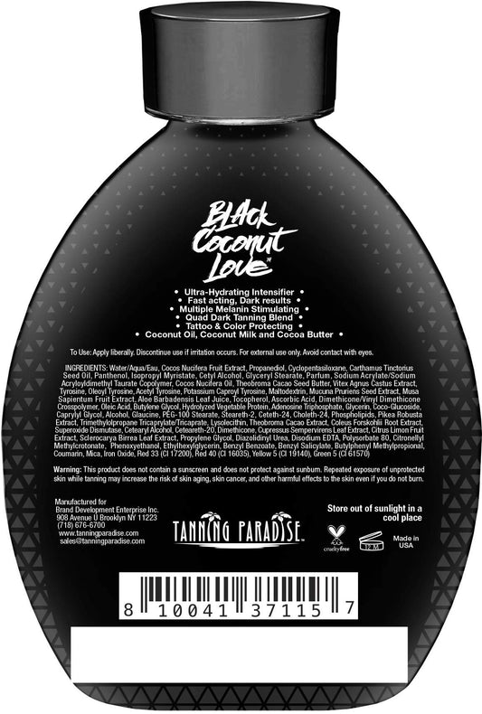 Tanning Paradise Aloe Black Lotion texture close-up highlights smooth, even application.