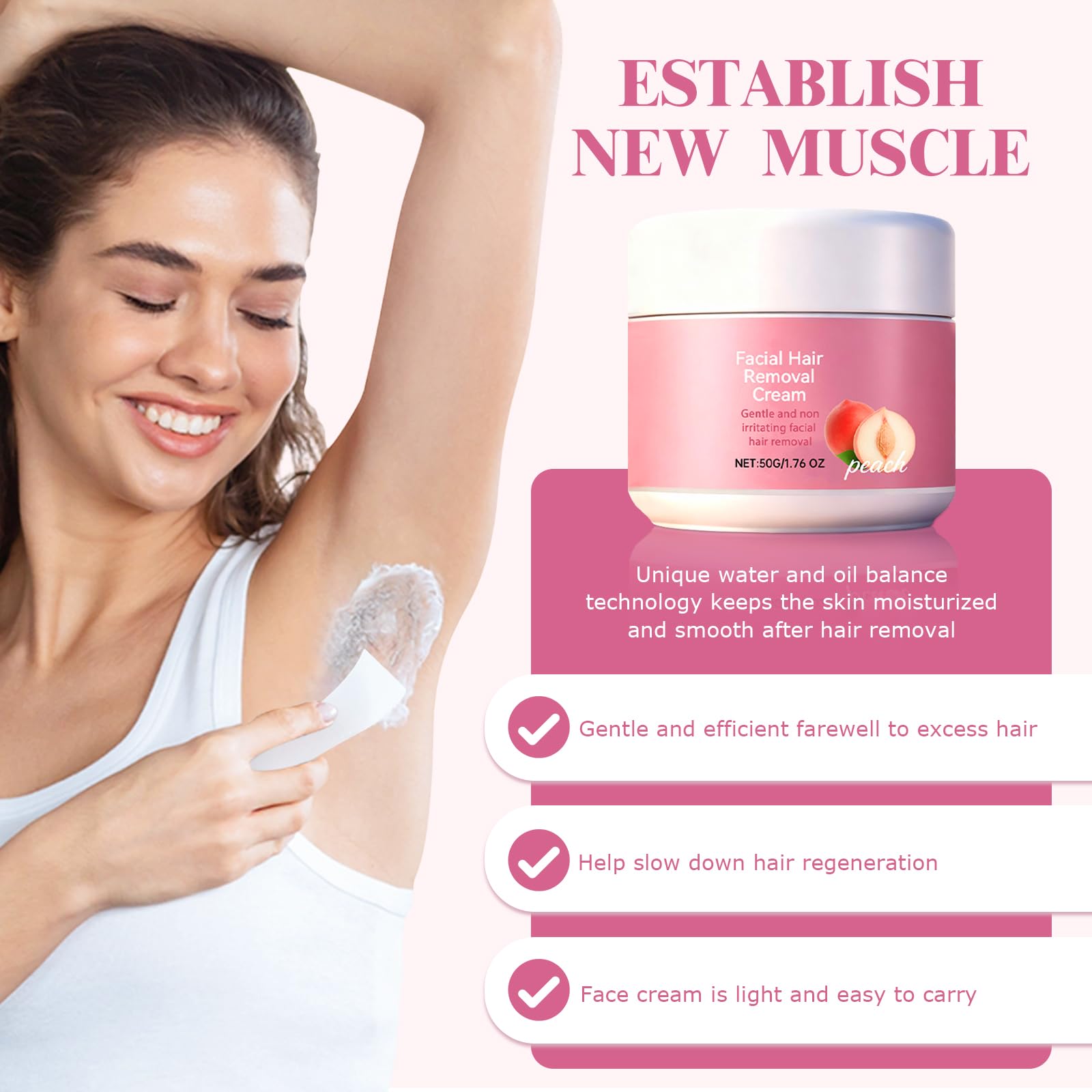 Tardiy Peach Facial Hair Remover Cream makes precise, mess-free application simple.