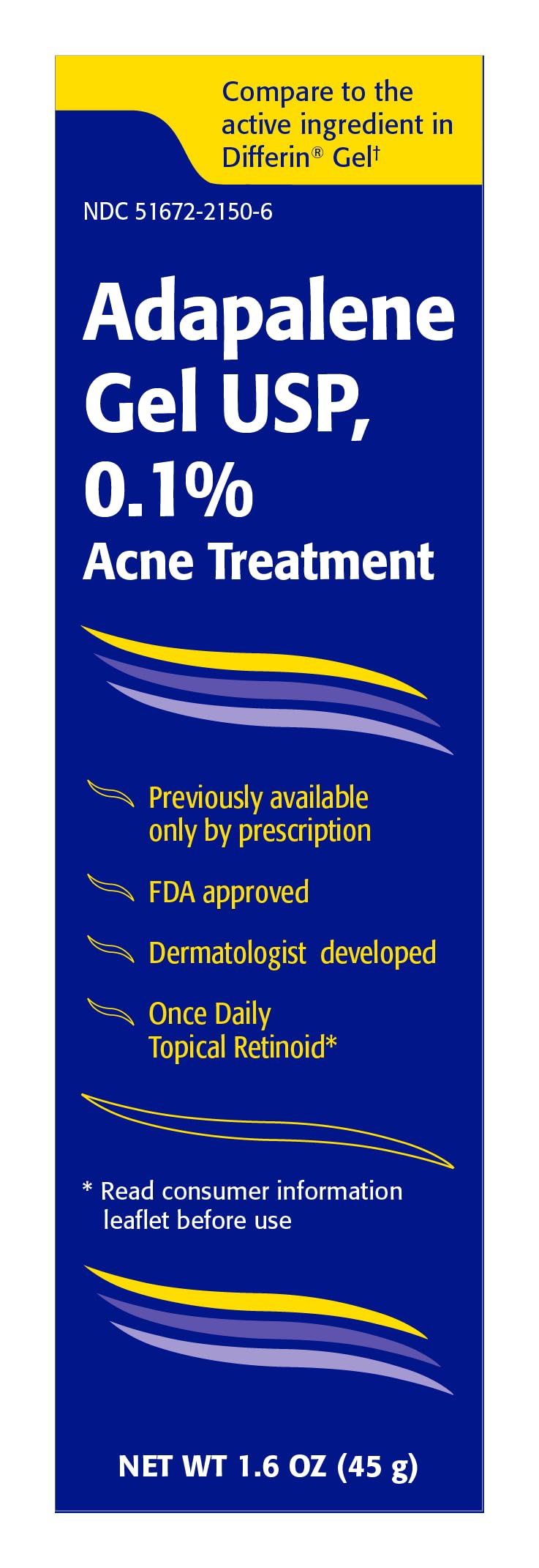 TARO Adapalene 0.1% gel jar closeup shows a smooth, clear formula for sensitive skin.