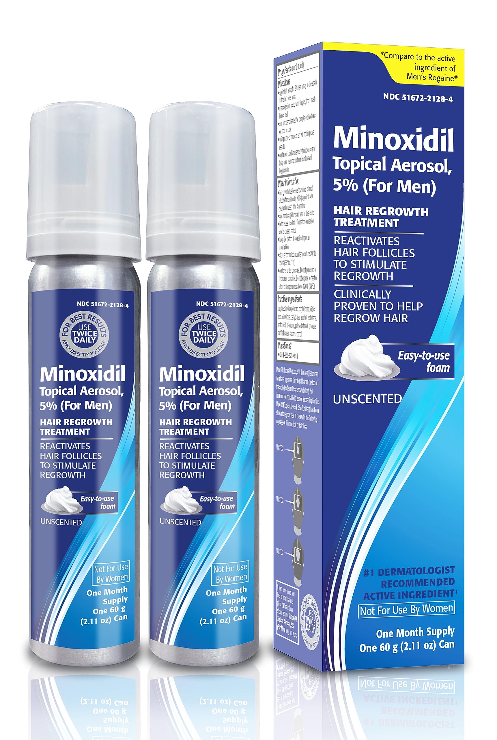 TARO Minoxidil 5% foam two-pack front view showing bottles