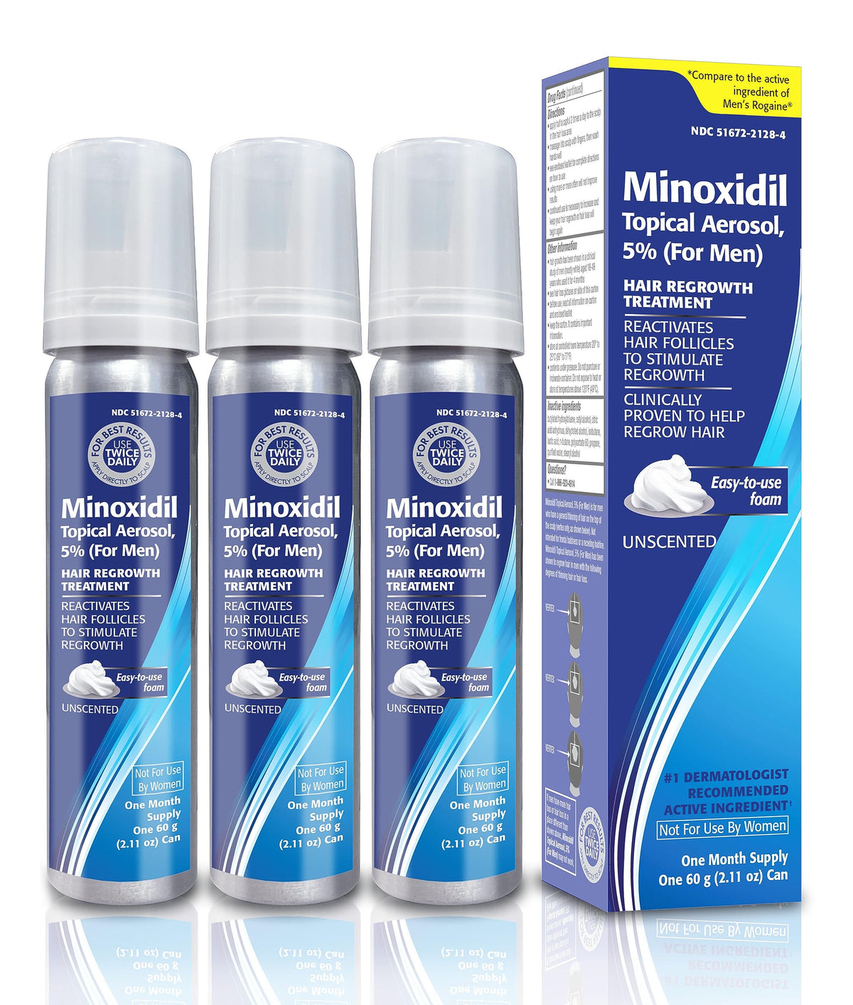 TARO Minoxidil 5% foam bottle for easy daily application.