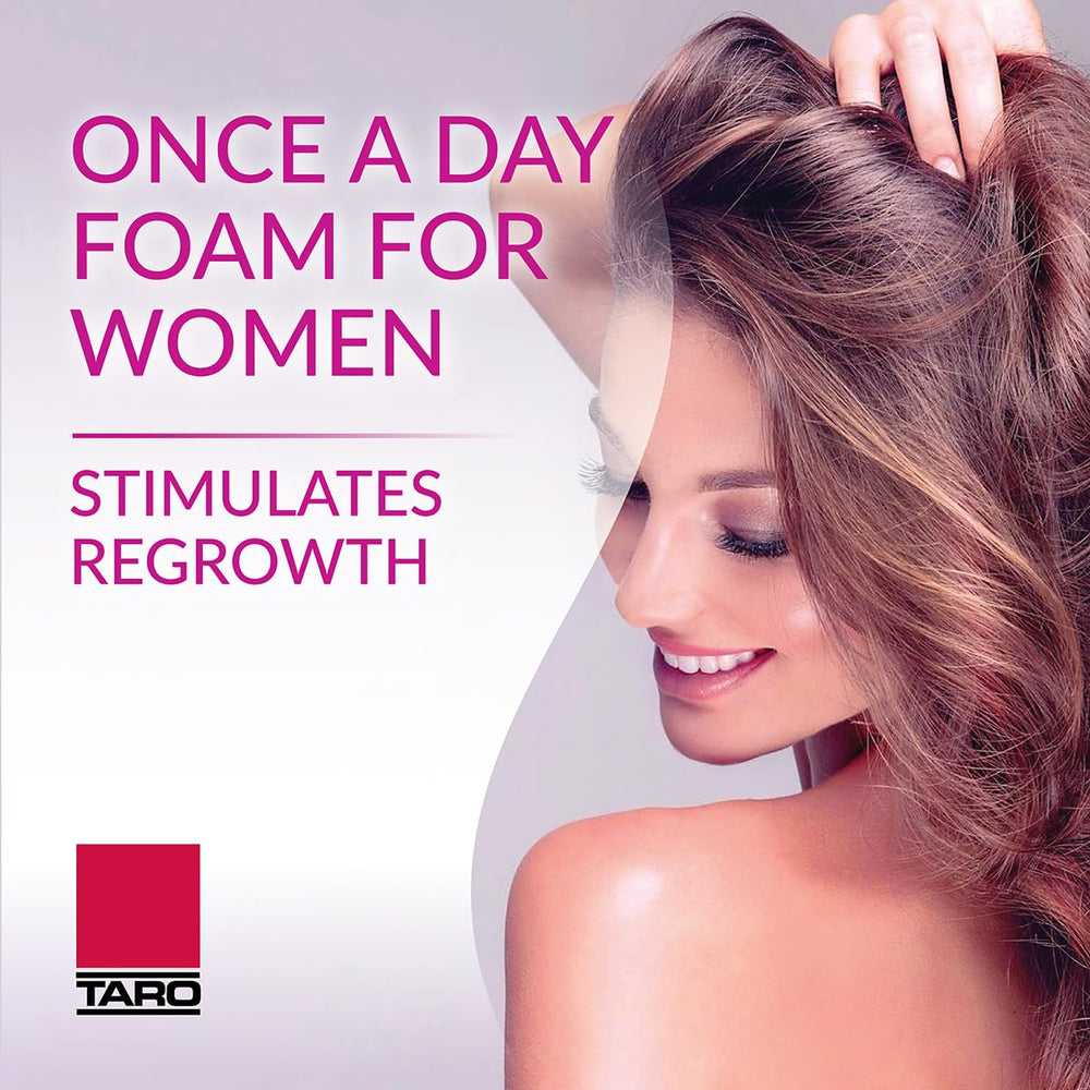 TARO Minoxidil foam application close-up on scalp for potential regrowth