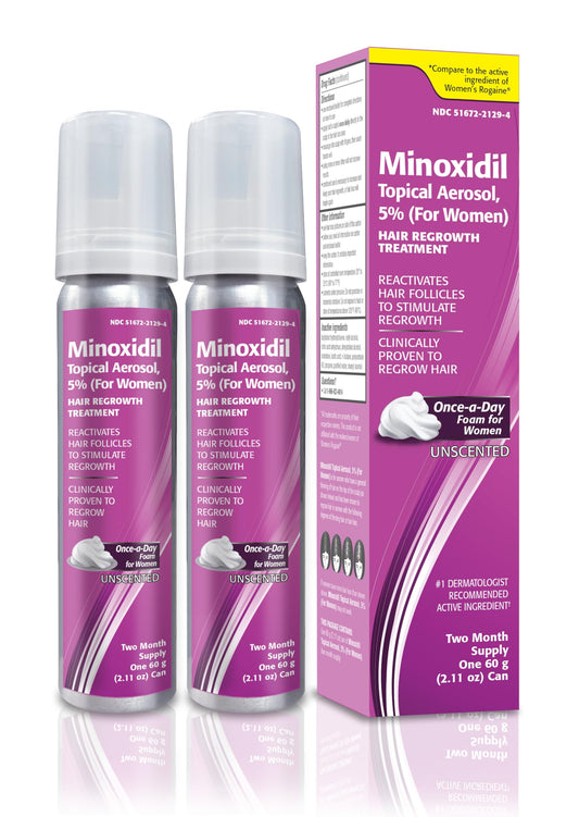 TARO Minoxidil foam bottle for daily scalp use