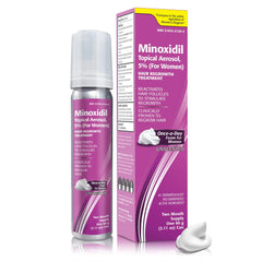 TARO Minoxidil for Women bottle close-up showing two-month supply for thinning hair
