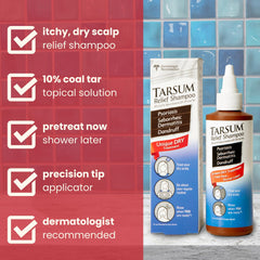 Tarsum shampoo label close-up showing coal tar formula