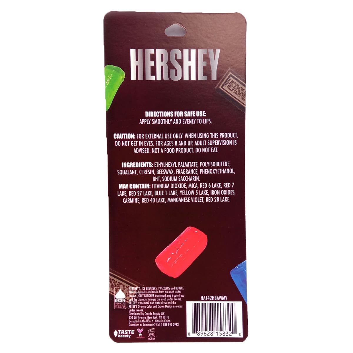 Colorful bite-sized balms from Taste Beauty Hershey set for playful, convenient lip care.