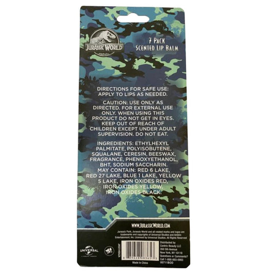 Taste Beauty Jurassic World set with decorative dinosaur tubes, perfect for collectibility.