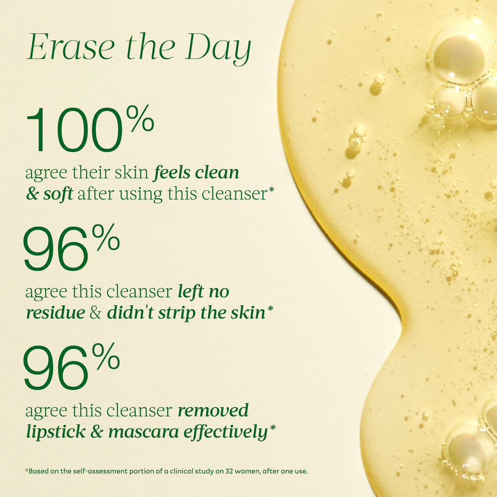 Tata Harper Nourishing Oil Cleanser being used with a cotton pad for makeup removal.