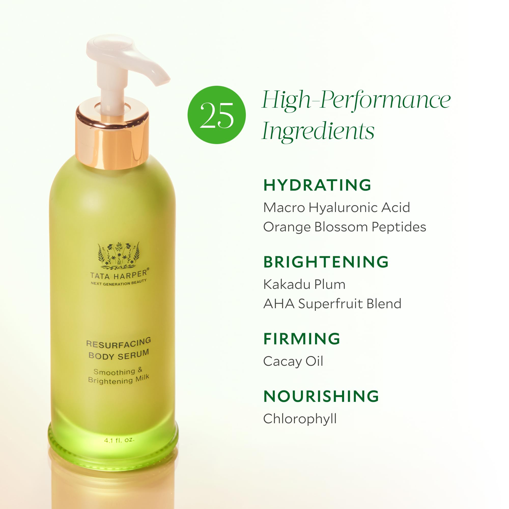 Tata Harper Resurfacing Body Serum texture close-up suggests lightweight, fast absorption.
