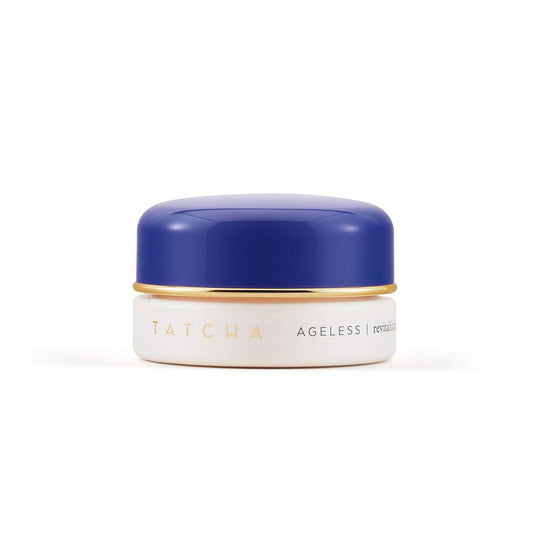 TATCHA Ageless Eye Cream bottle close-up highlighting velvety texture for hydration.