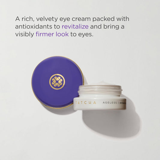 TATCHA Ageless Eye Cream packaging shown for premium skincare ritual.