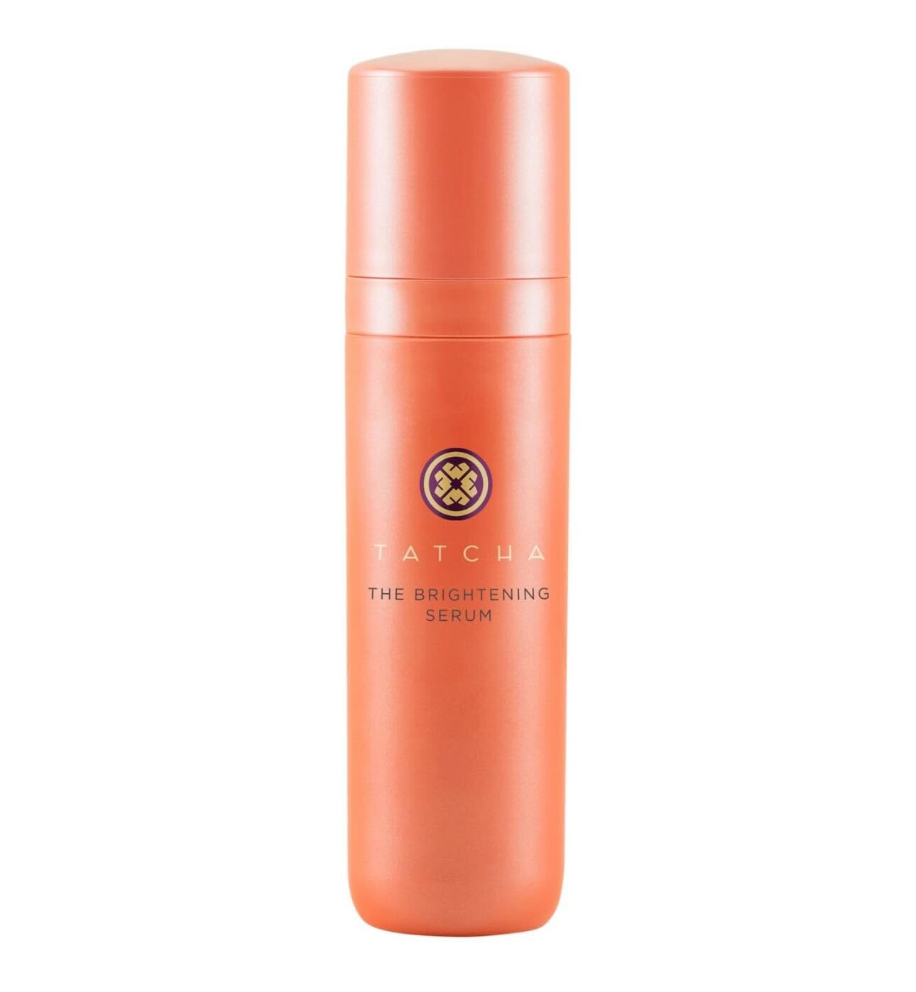 TATCHA Brightening Serum bottle close-up showing radiant skin potential.