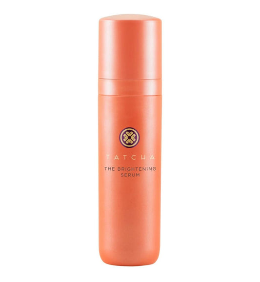 TATCHA Brightening Serum bottle close-up showing radiant skin potential.