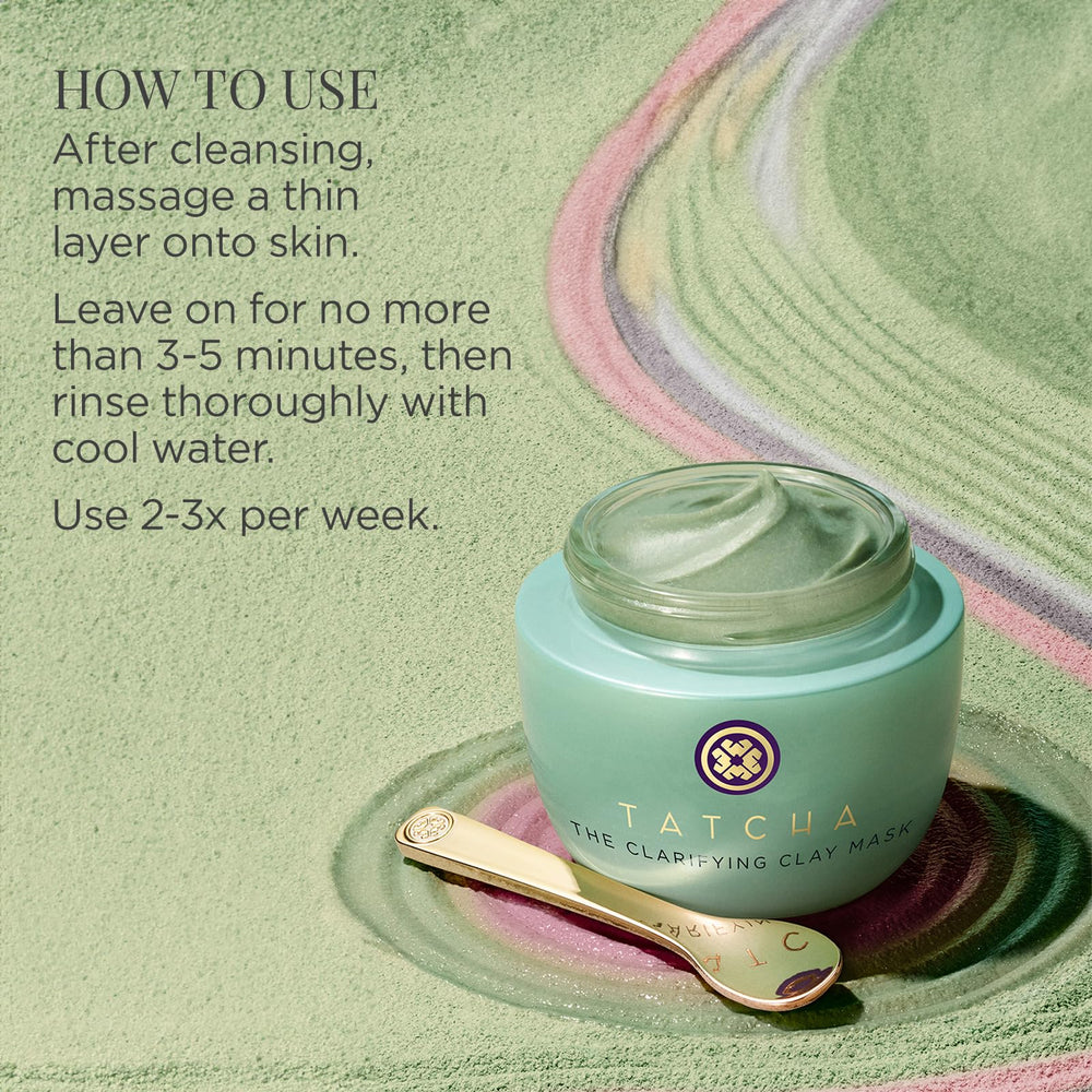 TATCHA Clarifying Clay Mask oil absorption close-up on skin.