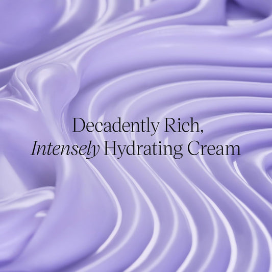 TATCHA The Dewy Skin Cream jumbo label visible emphasizing gratitude size