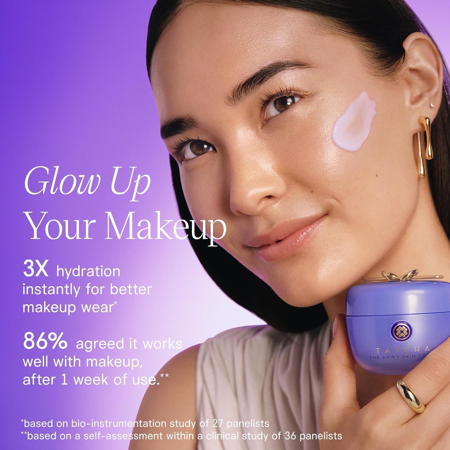 TATCHA The Dewy Skin Cream scoop application demonstrates even coverage