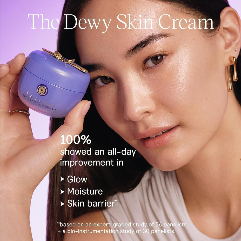 TATCHA The Dewy Skin Cream texture swatch shows rich cream for layering