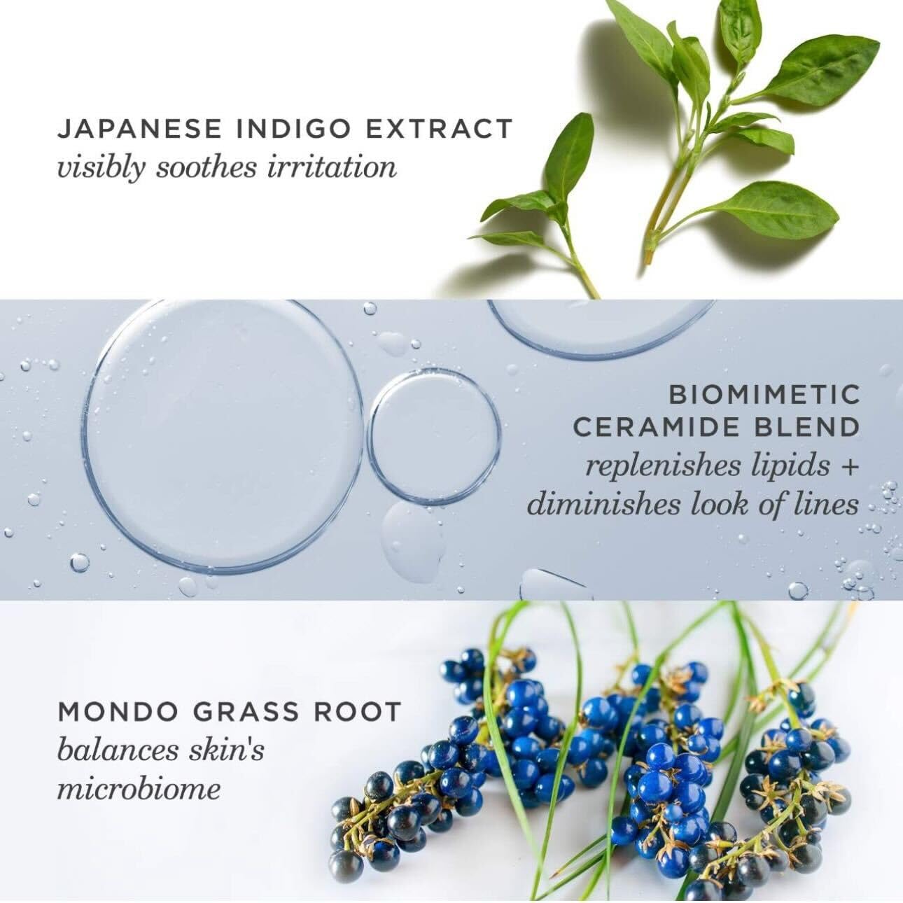TATCHA Indigo Overnight Repair application swirl demonstrates cushiony-serum texture for overnight use.