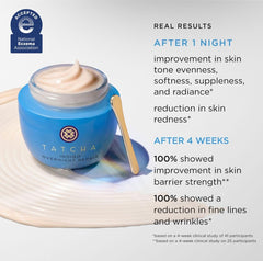 TATCHA Indigo Overnight Repair texture closeup highlights a rich, fragrance-free formula ideal for calming skin.