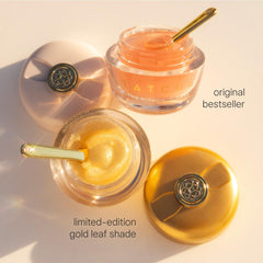 TATCHA Kissu Gold Leaf Lip Mask after-use lips look nourished and refreshed.