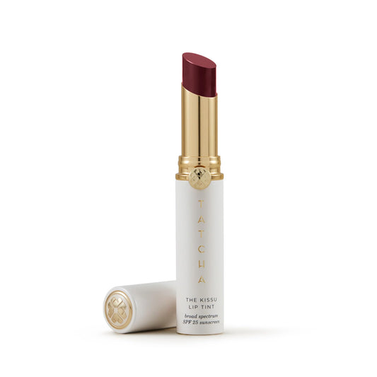 Packshot of TATCHA Kissu Lip Tint Midnight Lily showing hydrating SPF 25 protection
