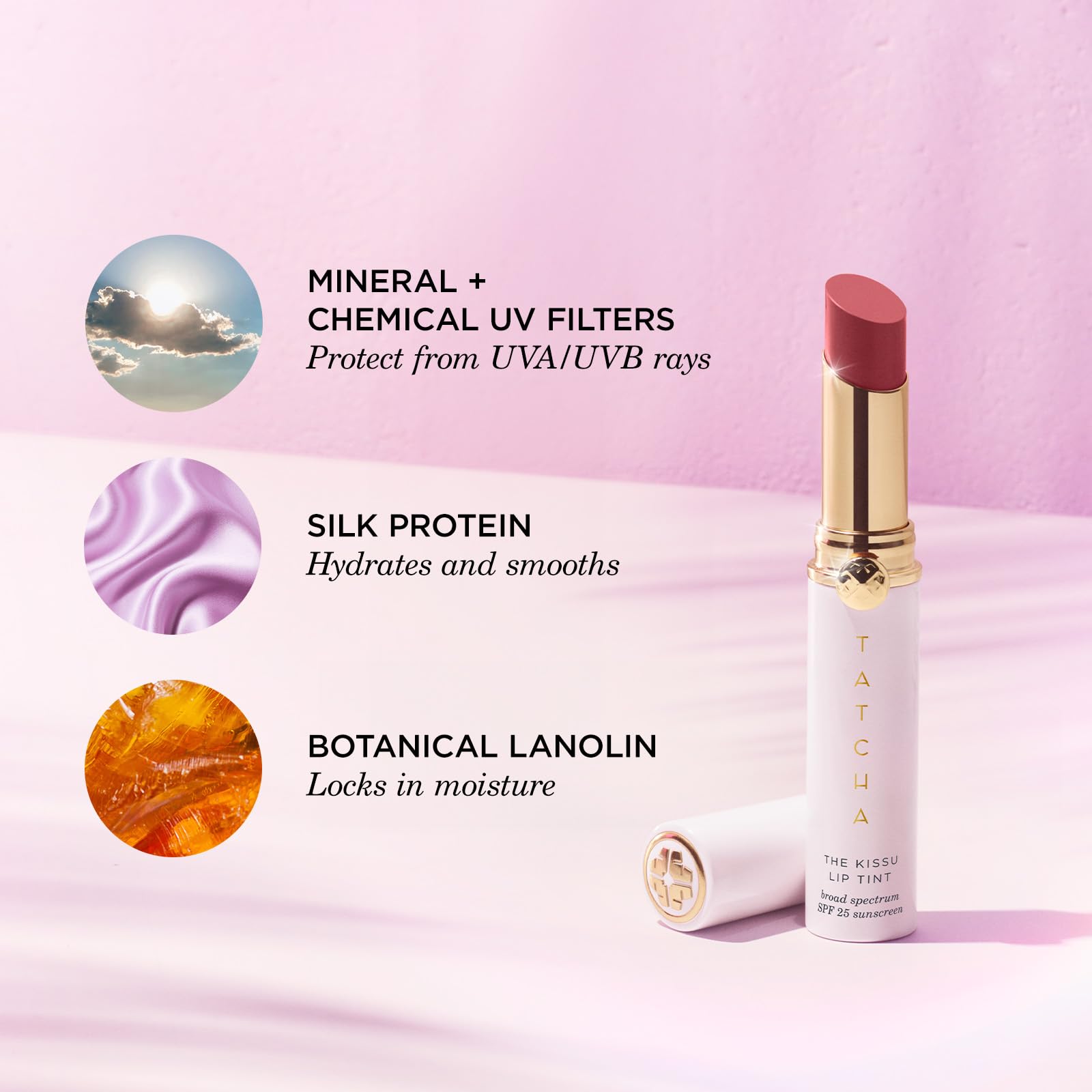 Lips in daylight with SPF 25 protection from TATCHA lip tint