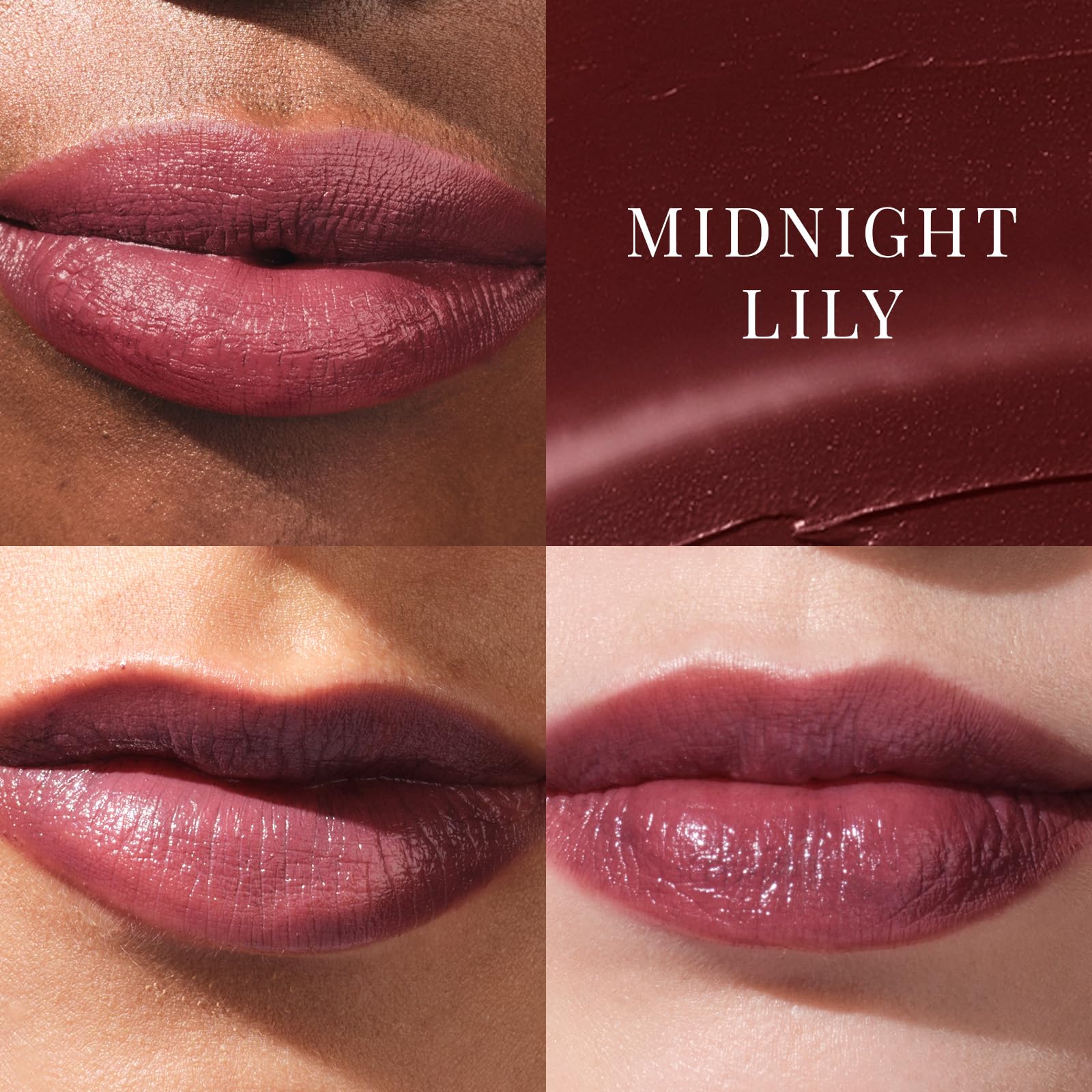 Midnight Lily swatch from TATCHA Kissu Lip Tint demonstrating buildable color