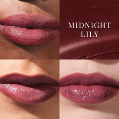 Midnight Lily swatch from TATCHA Kissu Lip Tint demonstrating buildable color